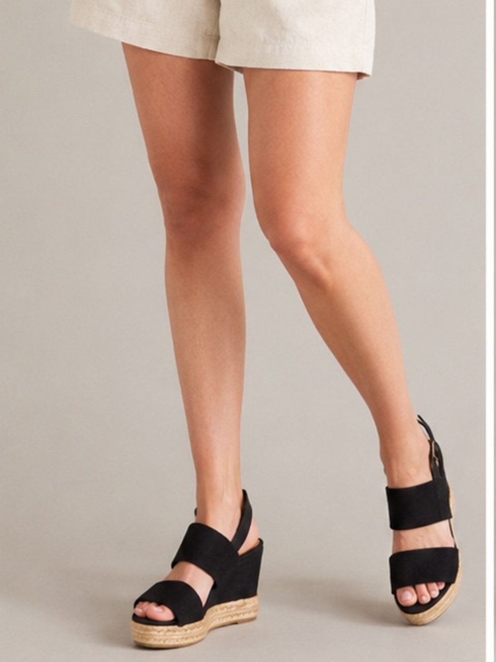 Tory Burch Black Canvas Espadrille Wedge Sandals. Size 6
